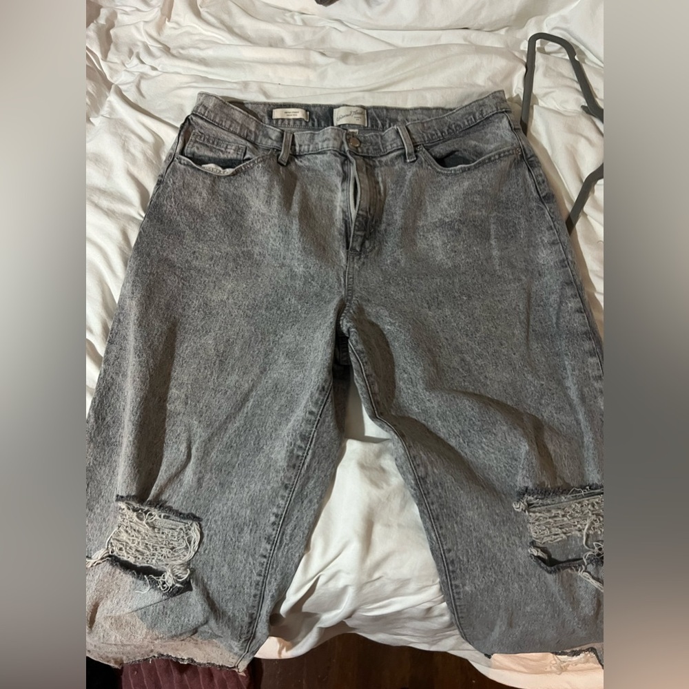 Distressed Acid Wash Grey Jeans
